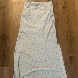 Altar'd State Light Blue Maxi Skirt with Pink Floral Pattern